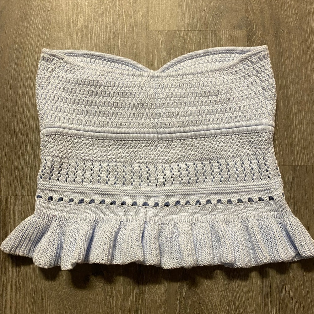 Aerie Light Blue Strapless Knit Top - Picture 2 of 3